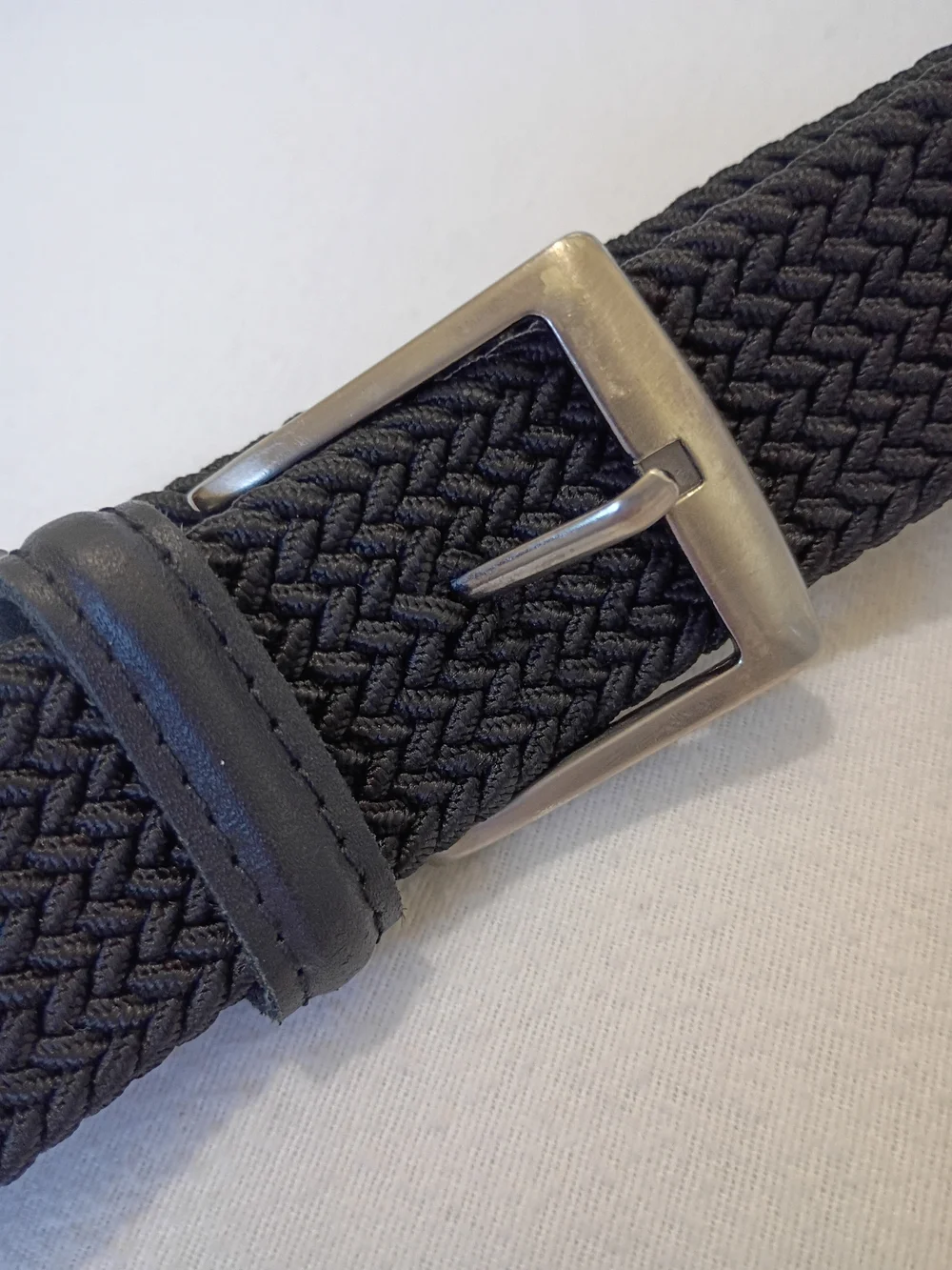 Black Braided Elastic Stretch Webbed Belt Size 2XL (46-48) Work Casual Neutral